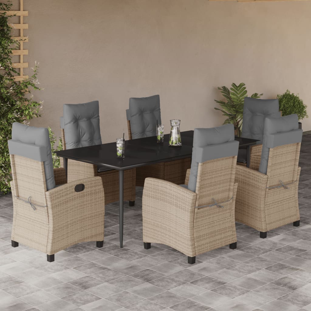 vidaXL Set mobilier pentru grădină, 7 piese, cu perne, bej, poliratan vidaXL Set mobilier pentru grădină, 7 piese, cu perne, bej, poliratan