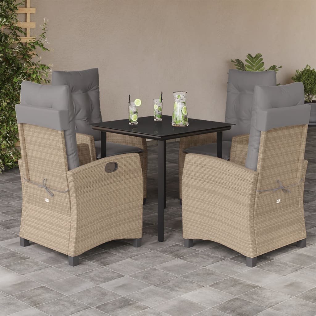 vidaXL Set mobilier pentru grădină, 5 piese, cu perne, bej, poliratan vidaXL Set mobilier pentru grădină, 5 piese, cu perne, bej, poliratan