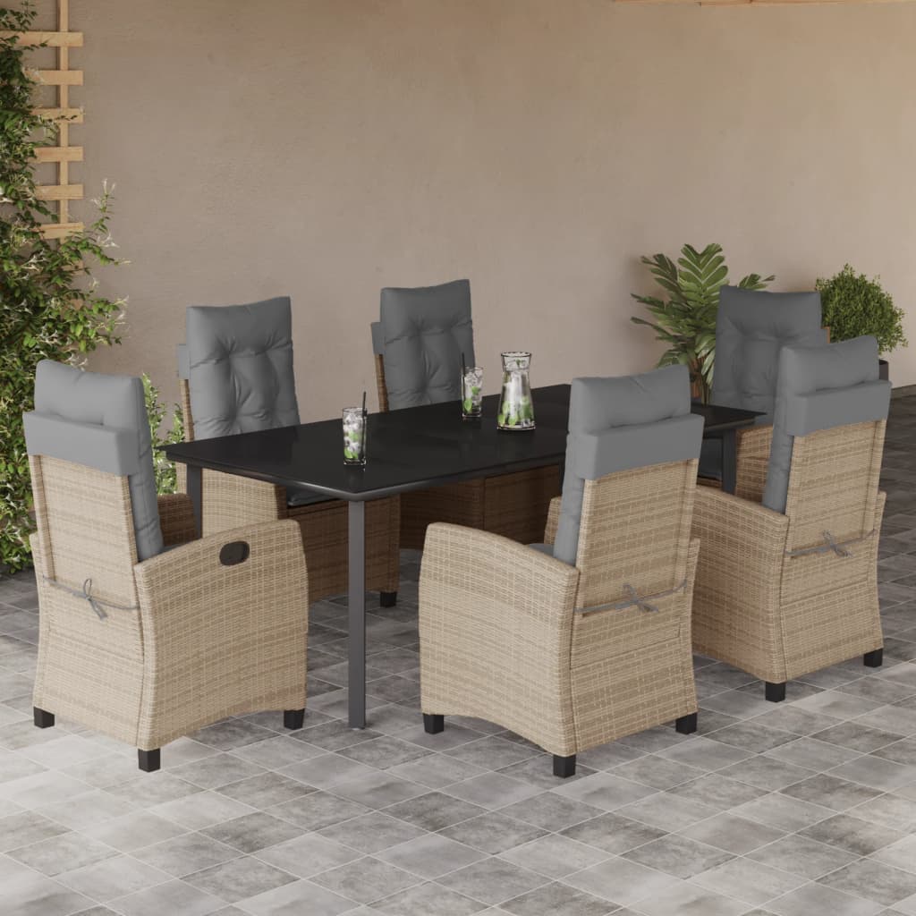 vidaXL Set mobilier pentru grădină, 7 piese, cu perne, bej, poliratan vidaXL Set mobilier pentru grădină, 7 piese, cu perne, bej, poliratan