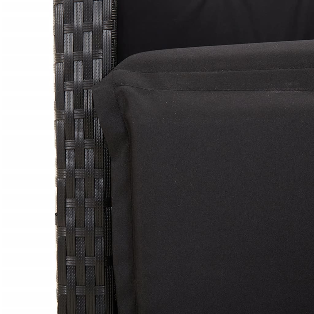 vidaXL Set mobilier de grădină cu perne, 9 piese, negru, poliratan vidaXL Set mobilier de grădină cu perne, 9 piese, negru, poliratan