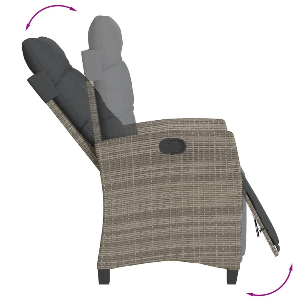 vidaXL Set mobilier grădină cu perne, 9 piese, gri, poliratan vidaXL Set mobilier grădină cu perne, 9 piese, gri, poliratan