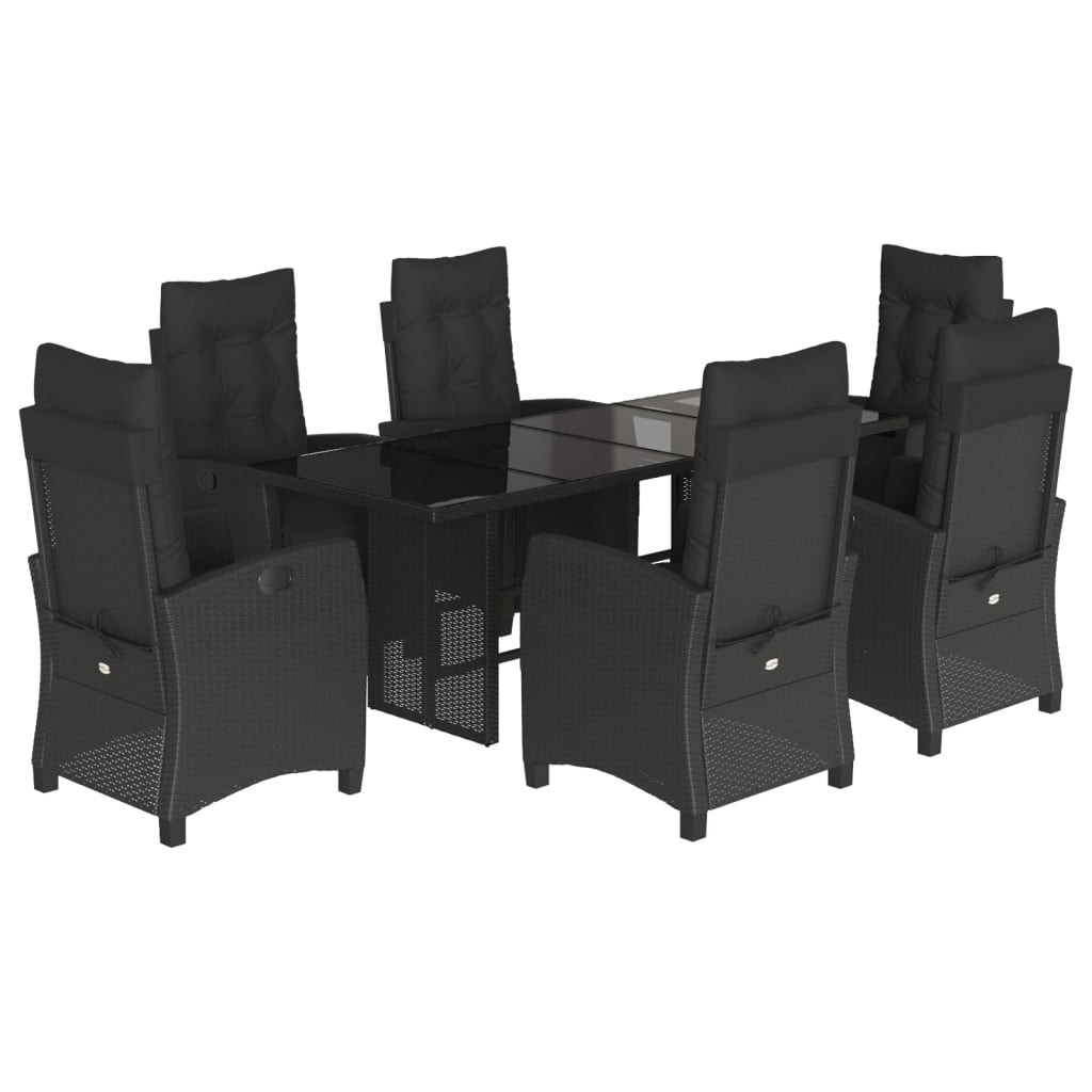 vidaXL Set mobilier de grădină cu perne, 7 piese, negru, poliratan vidaXL Set mobilier de grădină cu perne, 7 piese, negru, poliratan