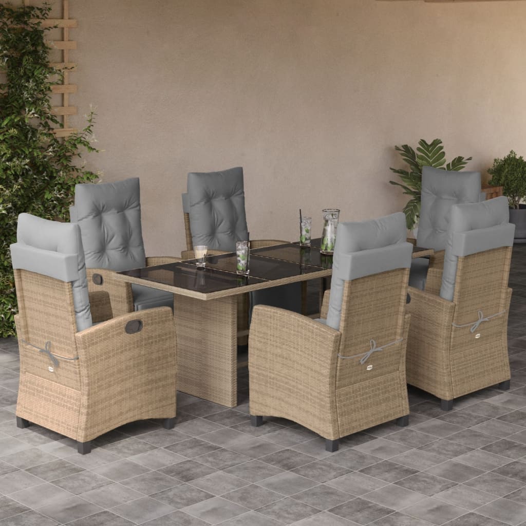 vidaXL Set mobilier pentru grădină, 7 piese, cu perne, bej, poliratan vidaXL Set mobilier pentru grădină, 7 piese, cu perne, bej, poliratan
