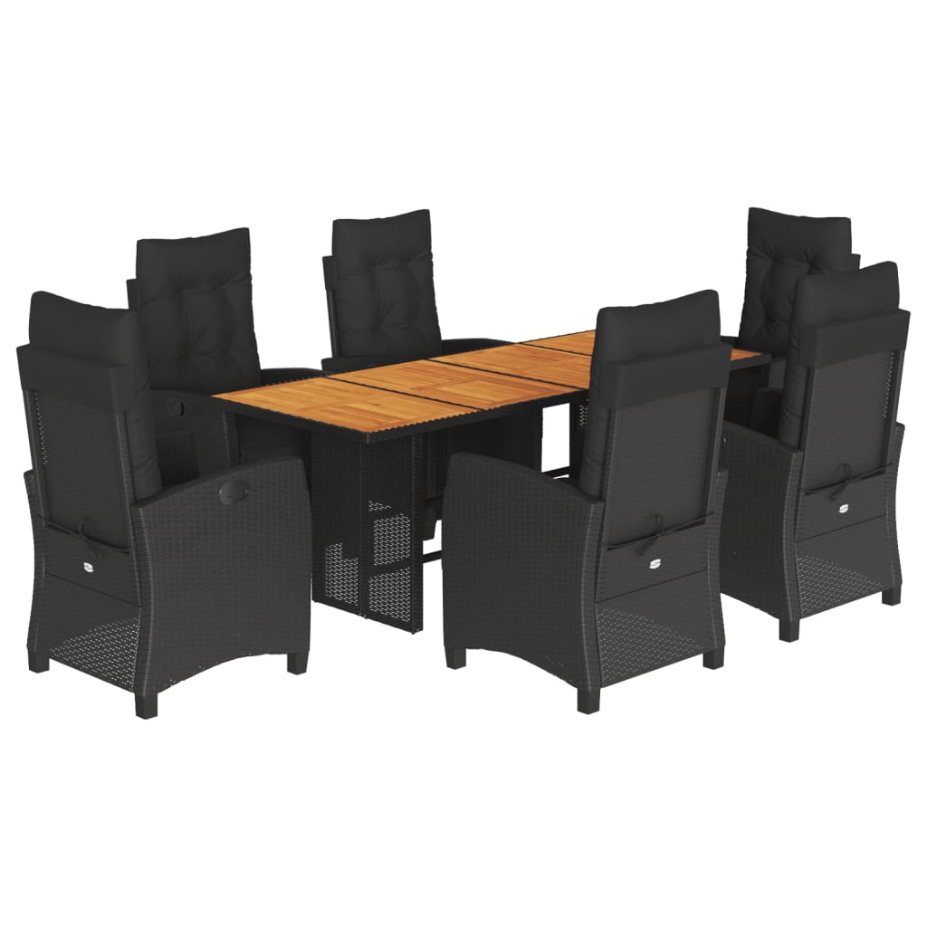 vidaXL Set mobilier de grădină cu perne, 7 piese, negru, poliratan vidaXL Set mobilier de grădină cu perne, 7 piese, negru, poliratan