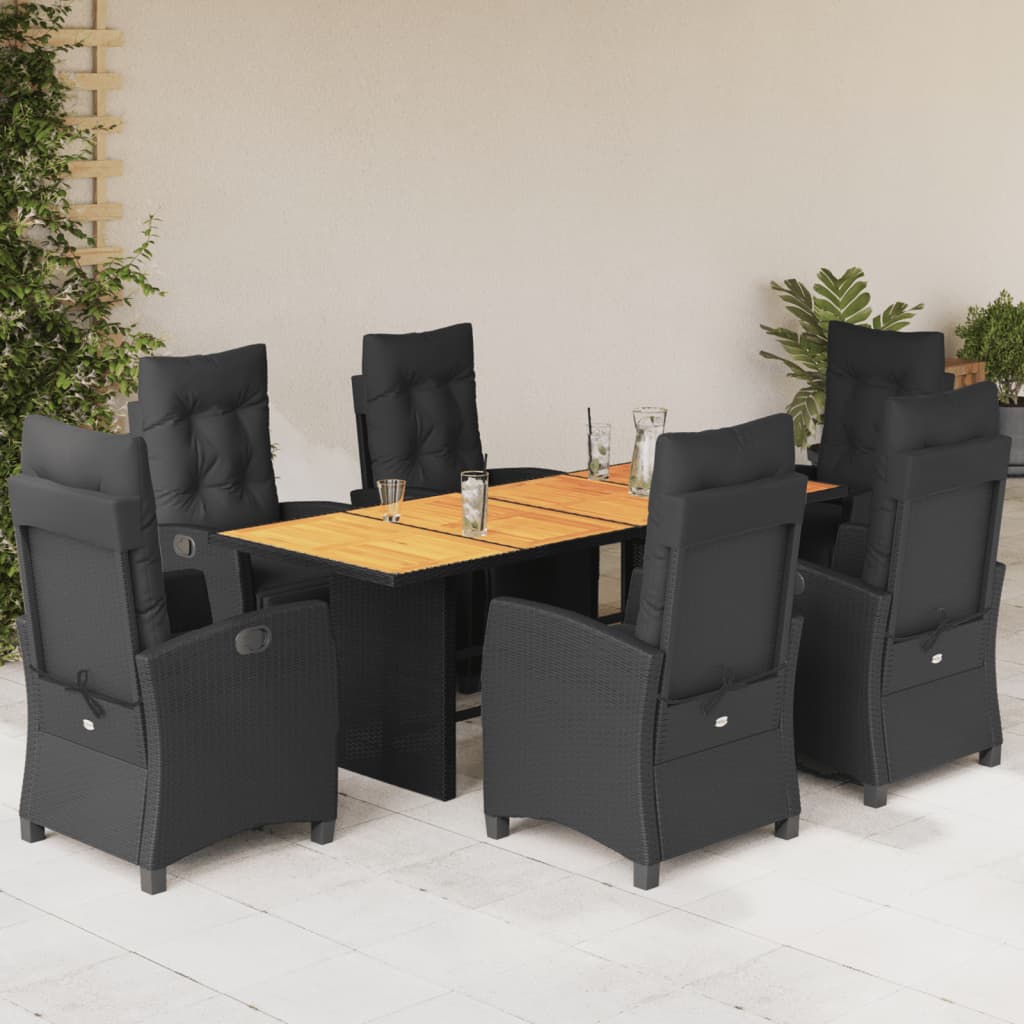 vidaXL Set mobilier de grădină cu perne, 7 piese, negru, poliratan vidaXL Set mobilier de grădină cu perne, 7 piese, negru, poliratan