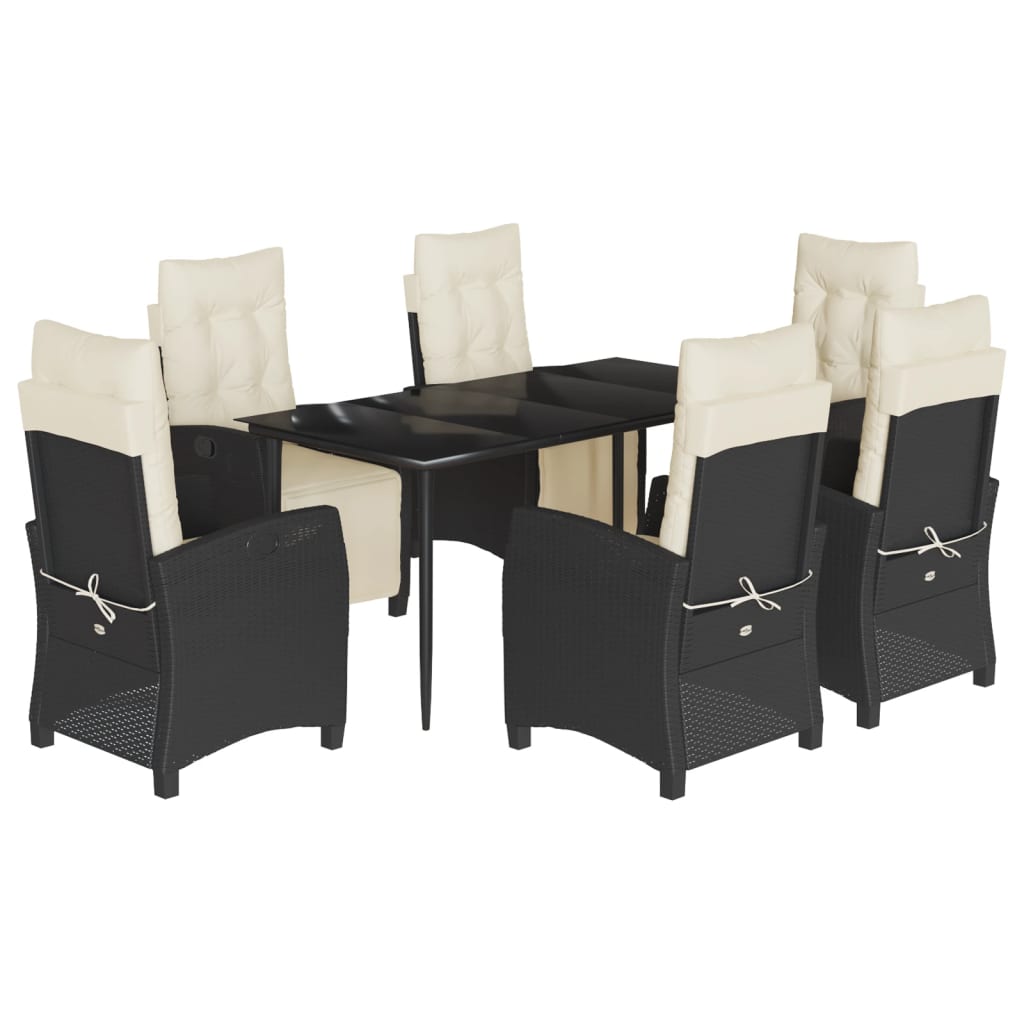 vidaXL Set mobilier de grădină cu perne, 7 piese, negru, poliratan vidaXL Set mobilier de grădină cu perne, 7 piese, negru, poliratan