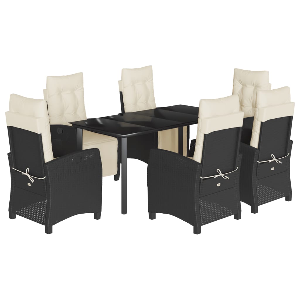 vidaXL Set mobilier de grădină cu perne, 7 piese, negru, poliratan vidaXL Set mobilier de grădină cu perne, 7 piese, negru, poliratan