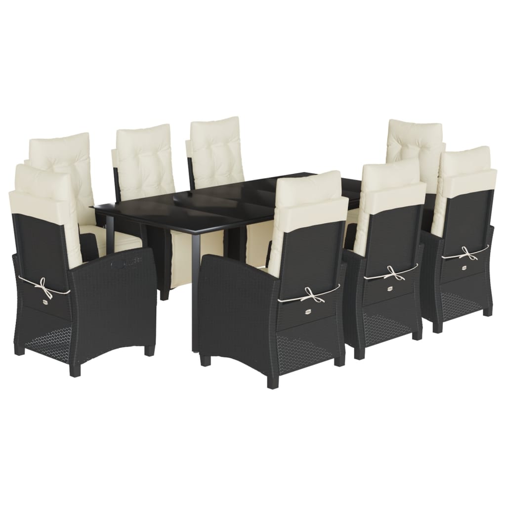vidaXL Set mobilier de grădină cu perne, 9 piese, negru, poliratan vidaXL Set mobilier de grădină cu perne, 9 piese, negru, poliratan