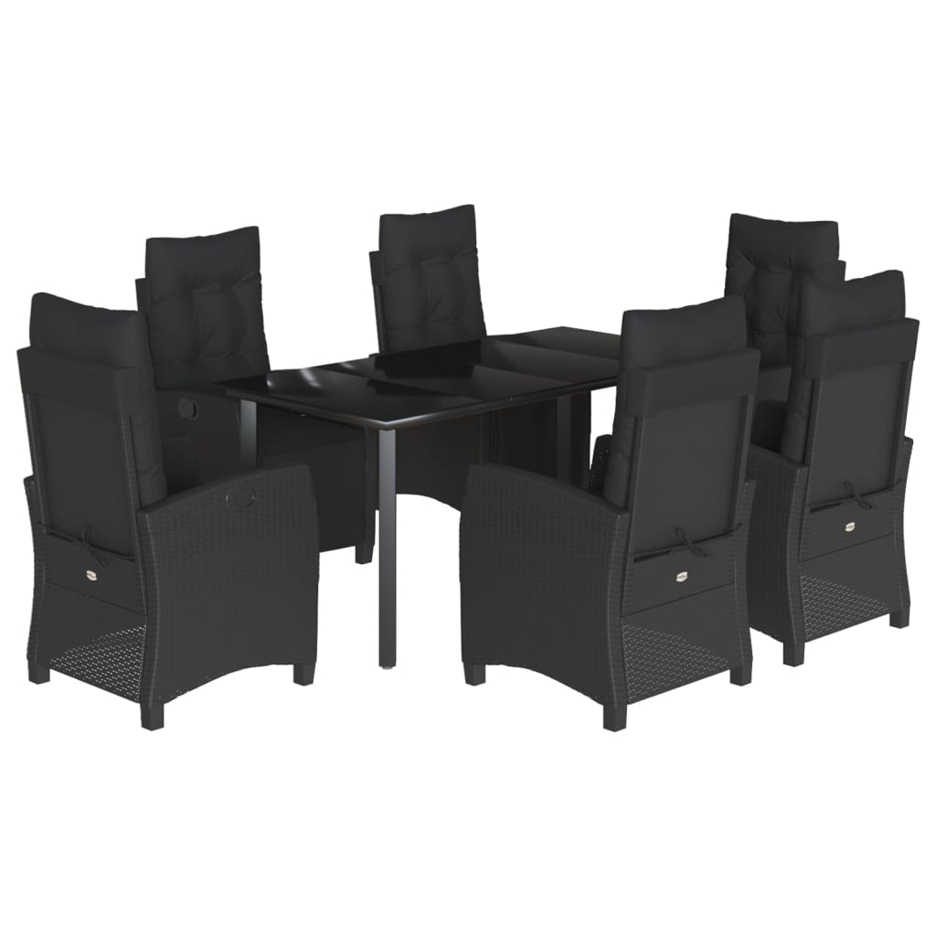vidaXL Set mobilier de grădină cu perne, 7 piese, negru, poliratan vidaXL Set mobilier de grădină cu perne, 7 piese, negru, poliratan