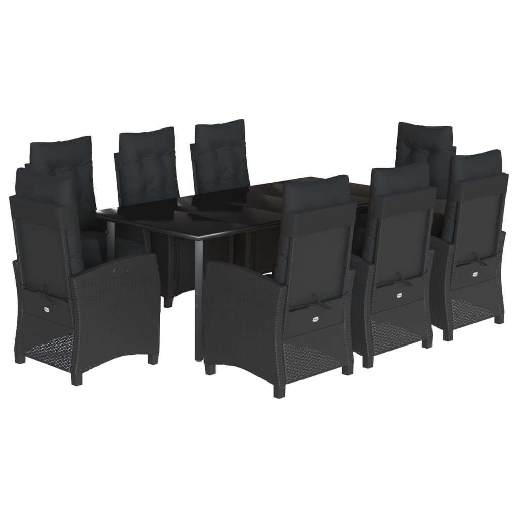 vidaXL Set mobilier de grădină cu perne, 9 piese, negru, poliratan vidaXL Set mobilier de grădină cu perne, 9 piese, negru, poliratan