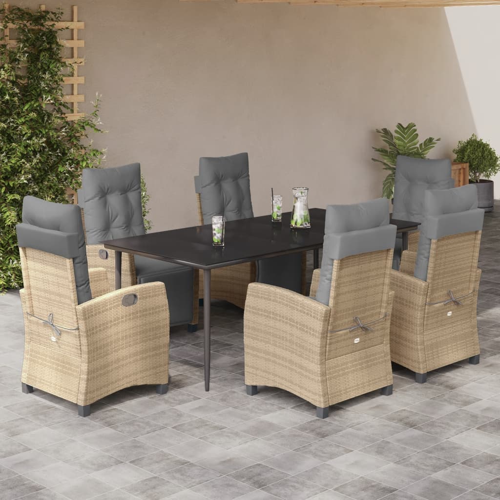 vidaXL Set mobilier pentru grădină, 7 piese, cu perne, bej, poliratan vidaXL Set mobilier pentru grădină, 7 piese, cu perne, bej, poliratan