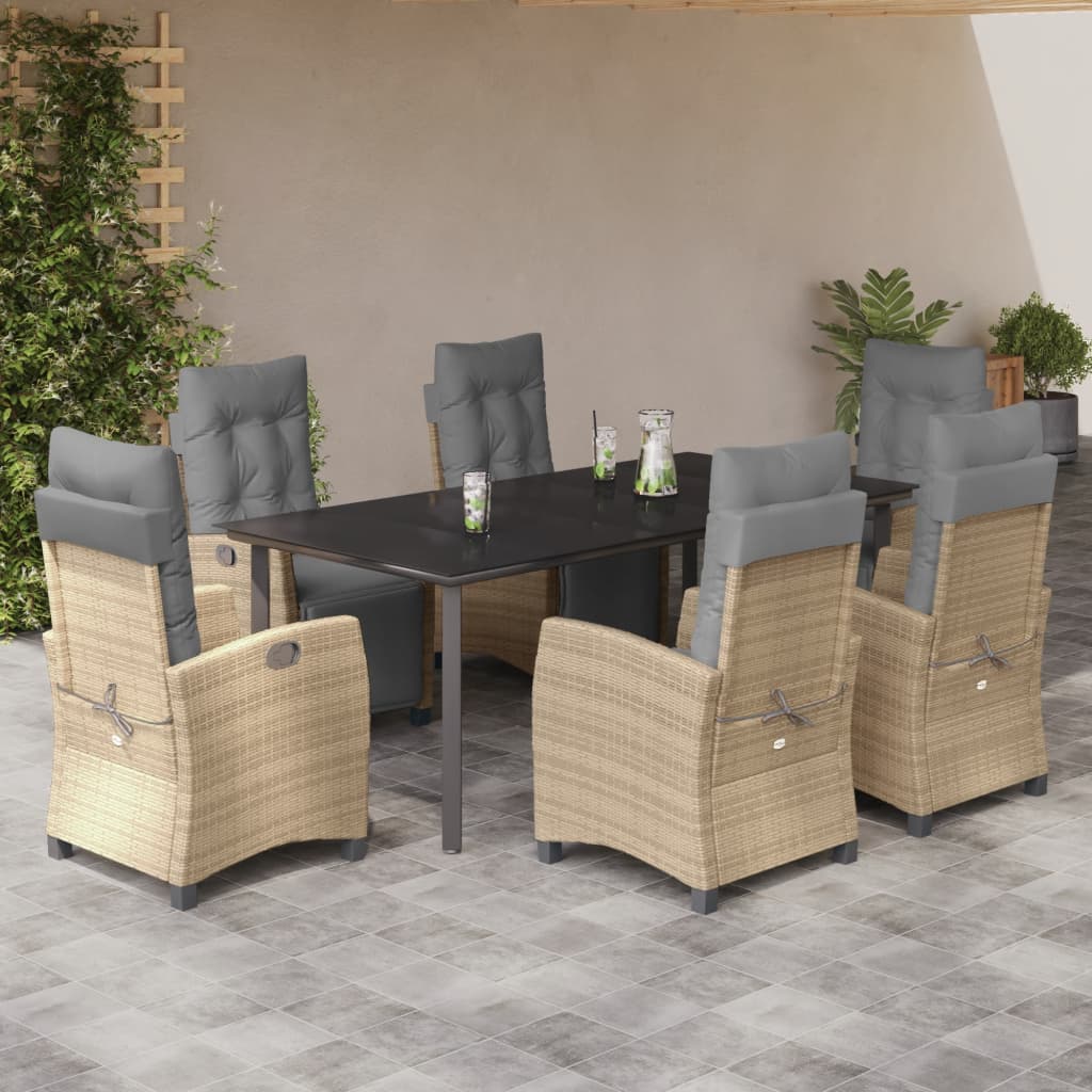 vidaXL Set mobilier pentru grădină, 7 piese, cu perne, bej, poliratan vidaXL Set mobilier pentru grădină, 7 piese, cu perne, bej, poliratan