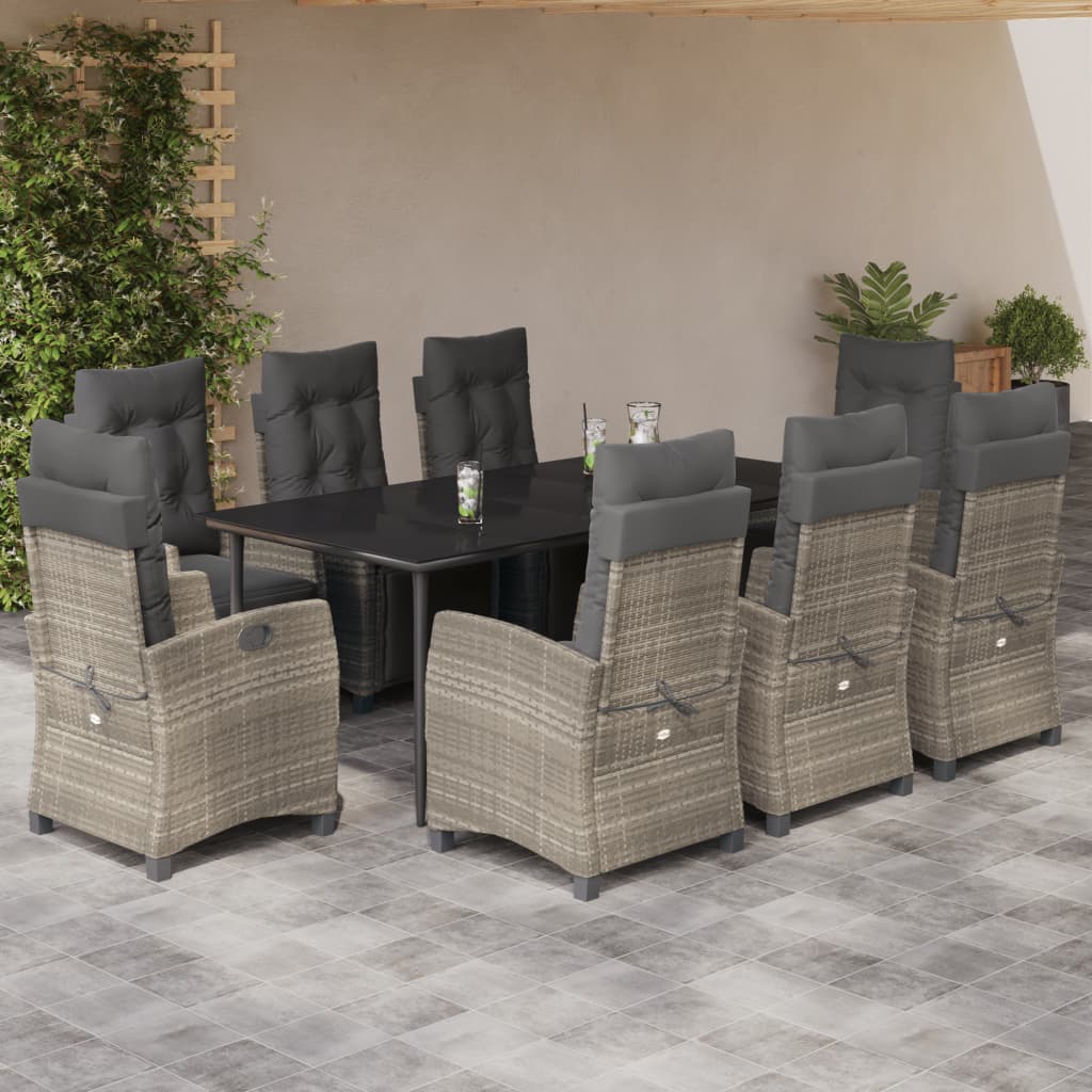 vidaXL Set mobilier grădină cu perne, 9 piese, gri deschis, poliratan vidaXL Set mobilier grădină cu perne, 9 piese, gri deschis, poliratan
