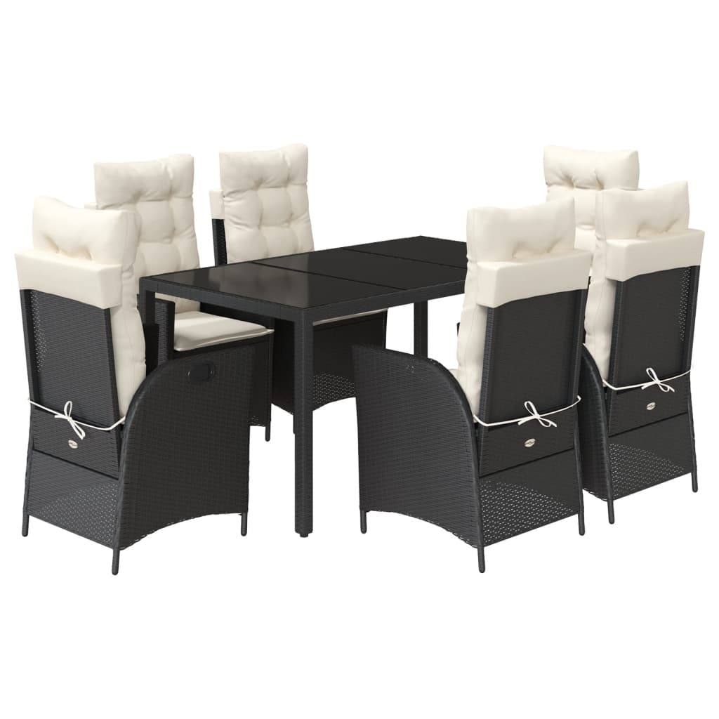 vidaXL Set mobilier de grădină cu perne, 7 piese, negru, poliratan vidaXL Set mobilier de grădină cu perne, 7 piese, negru, poliratan