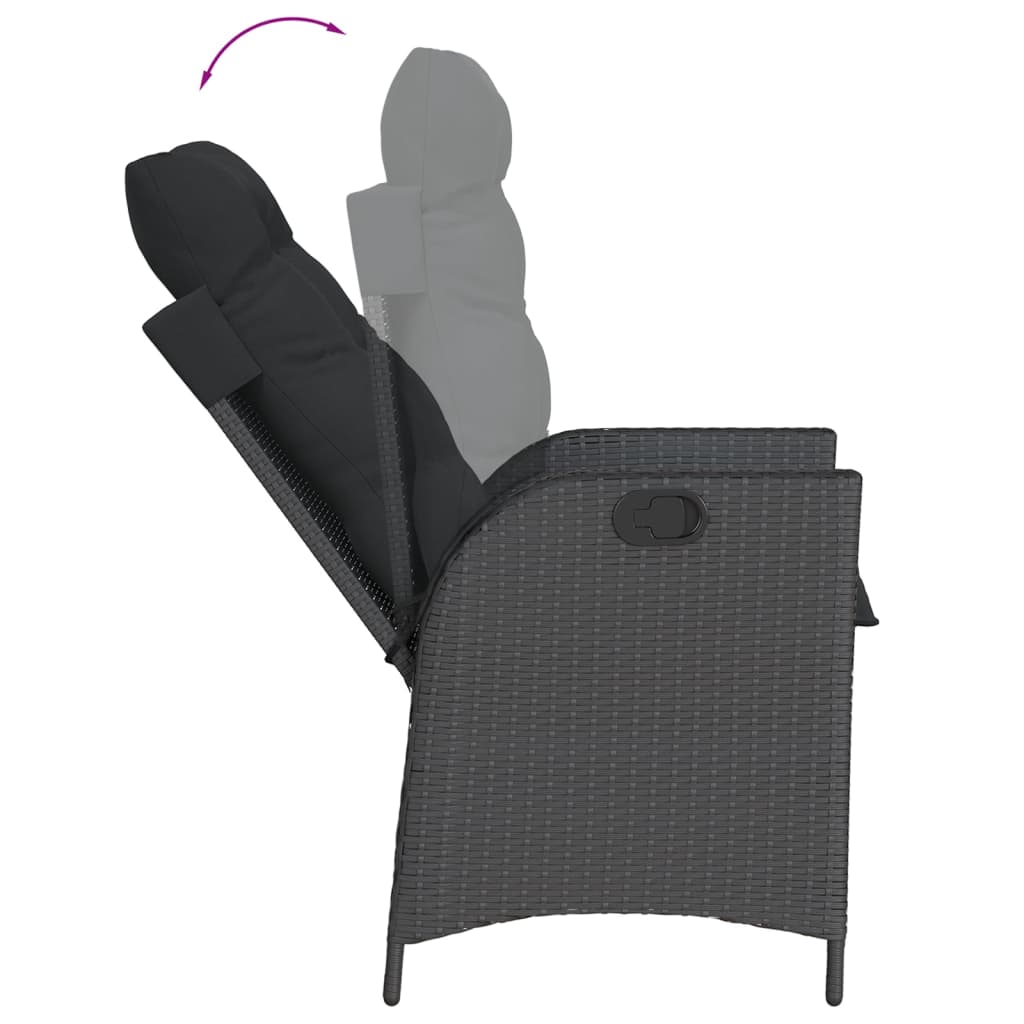 vidaXL Set mobilier de grădină cu perne, 9 piese, negru, poliratan vidaXL Set mobilier de grădină cu perne, 9 piese, negru, poliratan