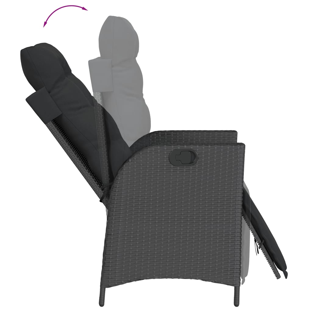 vidaXL Set mobilier de grădină cu perne, 9 piese, negru, poliratan vidaXL Set mobilier de grădină cu perne, 9 piese, negru, poliratan