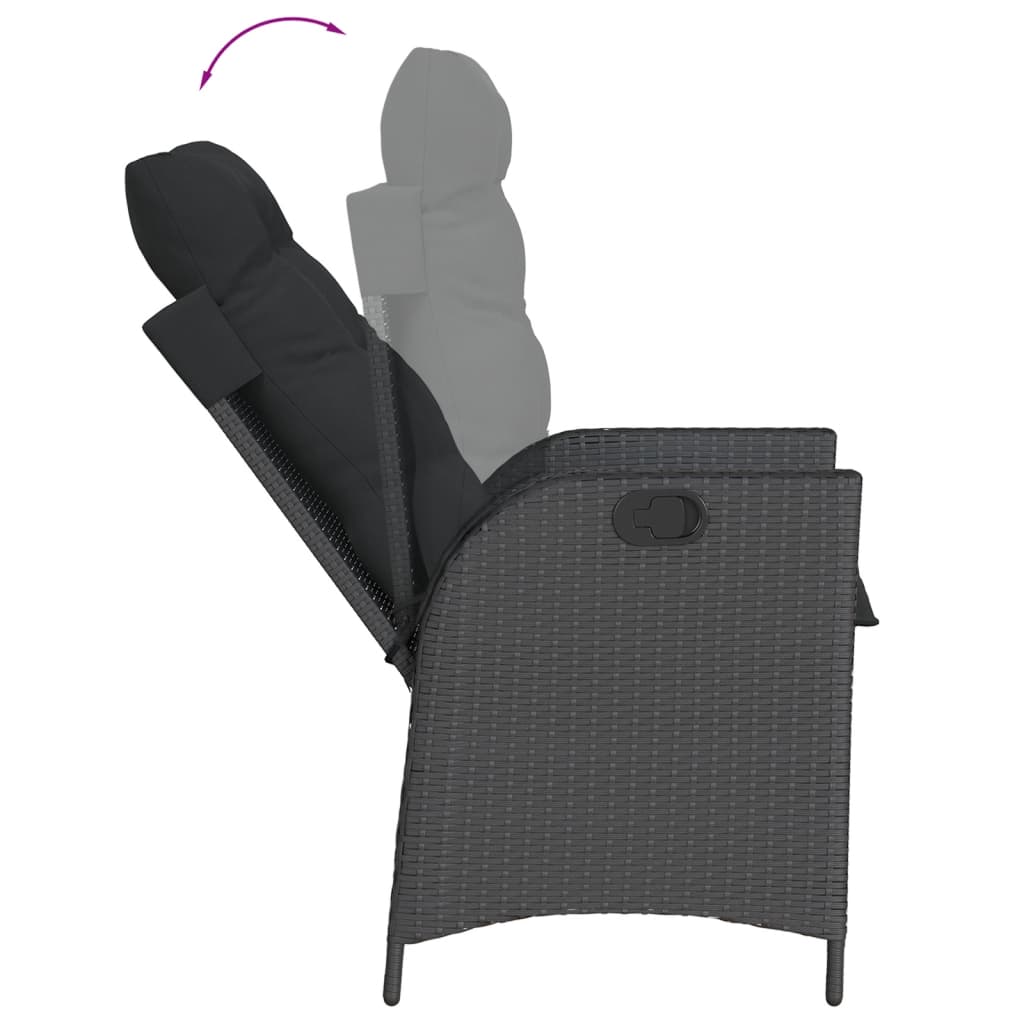 vidaXL Set mobilier de grădină cu perne, 9 piese, negru, poliratan