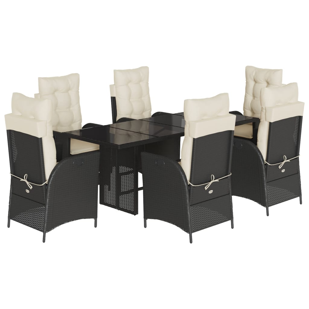 vidaXL Set mobilier de grădină cu perne, 7 piese, negru, poliratan vidaXL Set mobilier de grădină cu perne, 7 piese, negru, poliratan