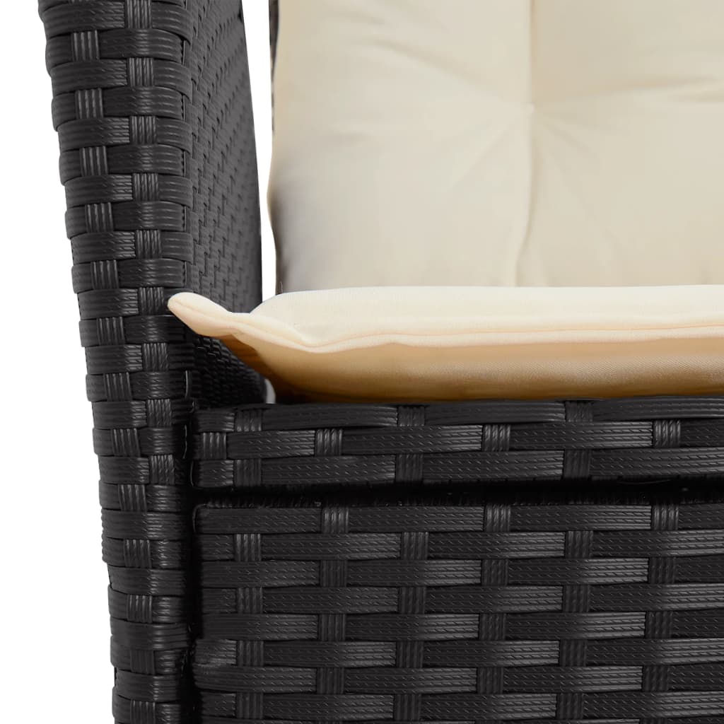vidaXL Set mobilier de grădină cu perne, 9 piese, negru, poliratan