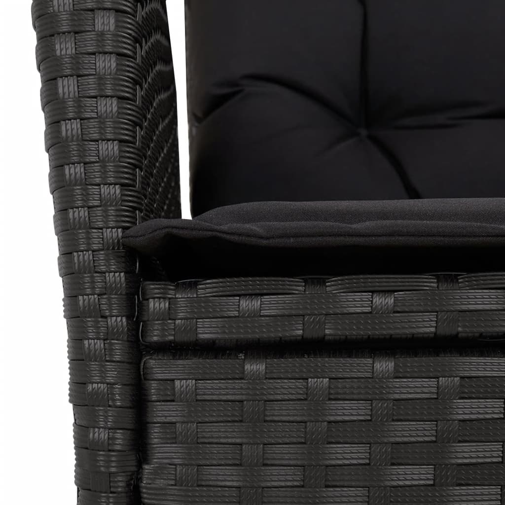 vidaXL Set mobilier de grădină cu perne, 9 piese, negru, poliratan