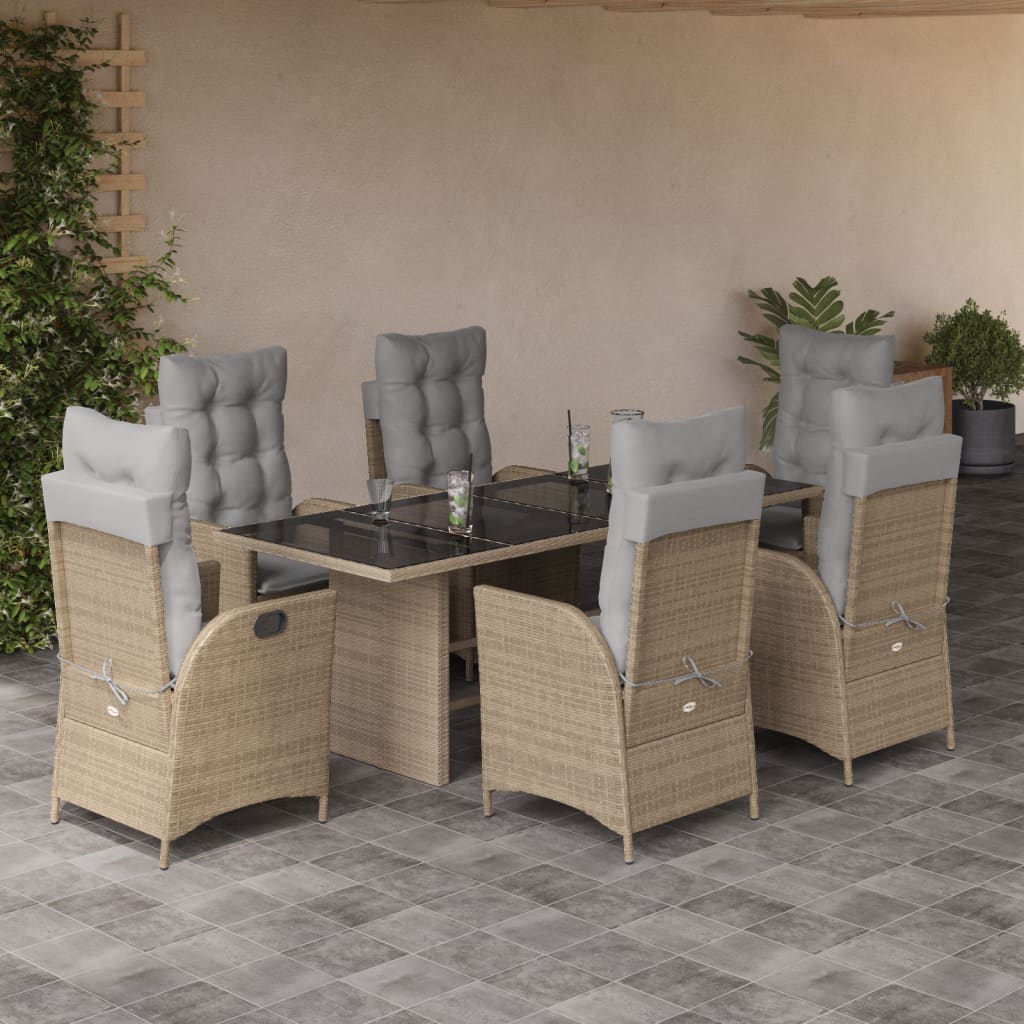 vidaXL Set mobilier pentru grădină, 7 piese, cu perne, bej, poliratan vidaXL Set mobilier pentru grădină, 7 piese, cu perne, bej, poliratan
