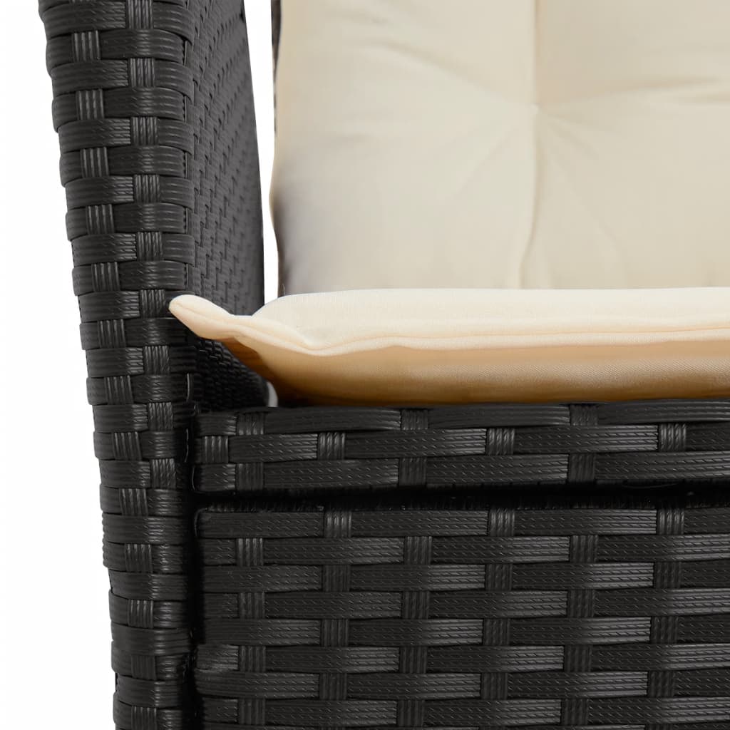 vidaXL Set mobilier de grădină cu perne, 9 piese, negru, poliratan