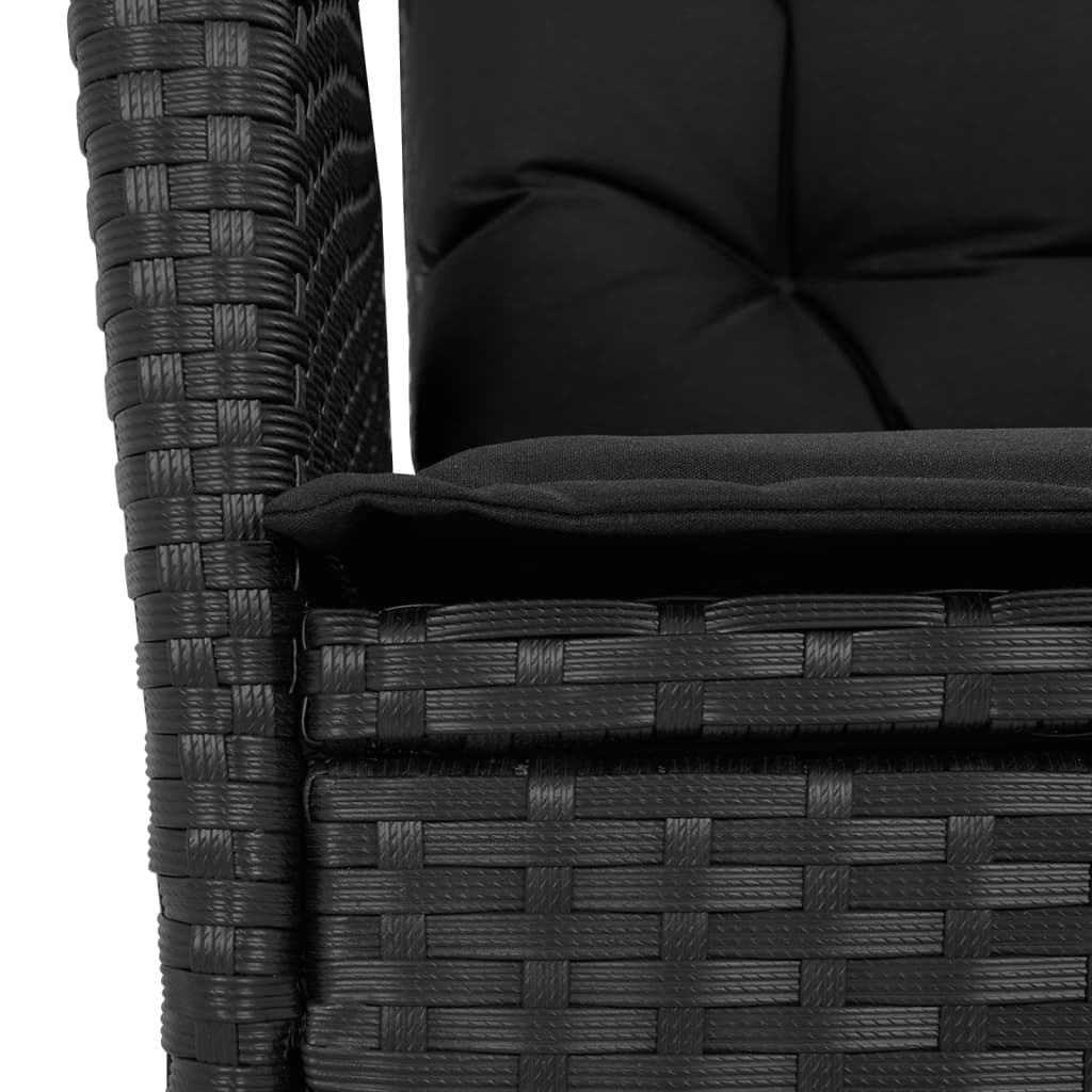 vidaXL Set mobilier de grădină cu perne, 9 piese, negru, poliratan