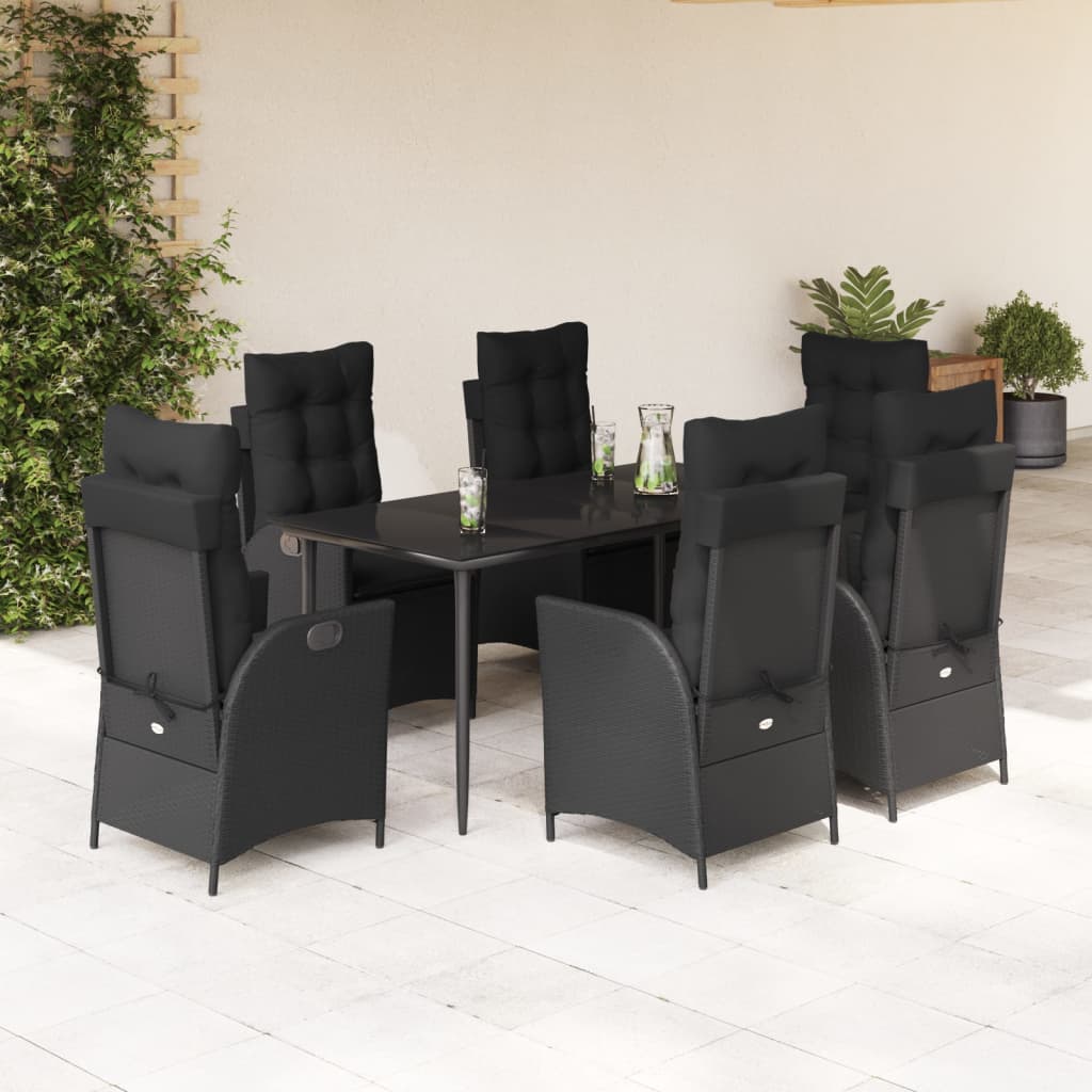 vidaXL Set mobilier de grădină cu perne, 7 piese, negru, poliratan vidaXL Set mobilier de grădină cu perne, 7 piese, negru, poliratan