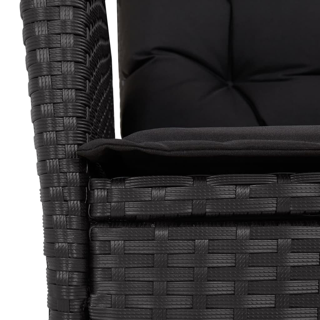 vidaXL Set mobilier de grădină cu perne, 9 piese, negru, poliratan