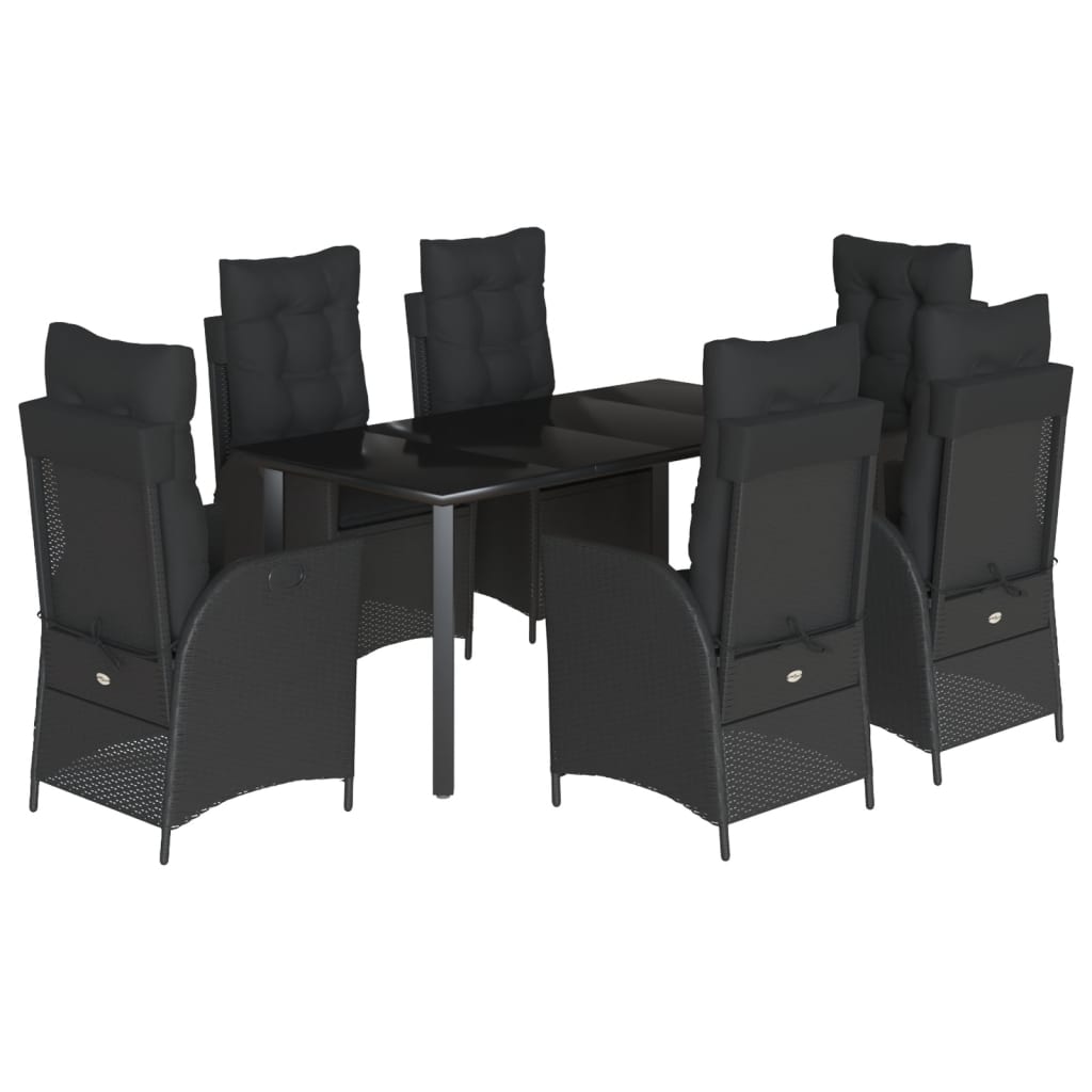 vidaXL Set mobilier de grădină cu perne, 7 piese, negru, poliratan vidaXL Set mobilier de grădină cu perne, 7 piese, negru, poliratan