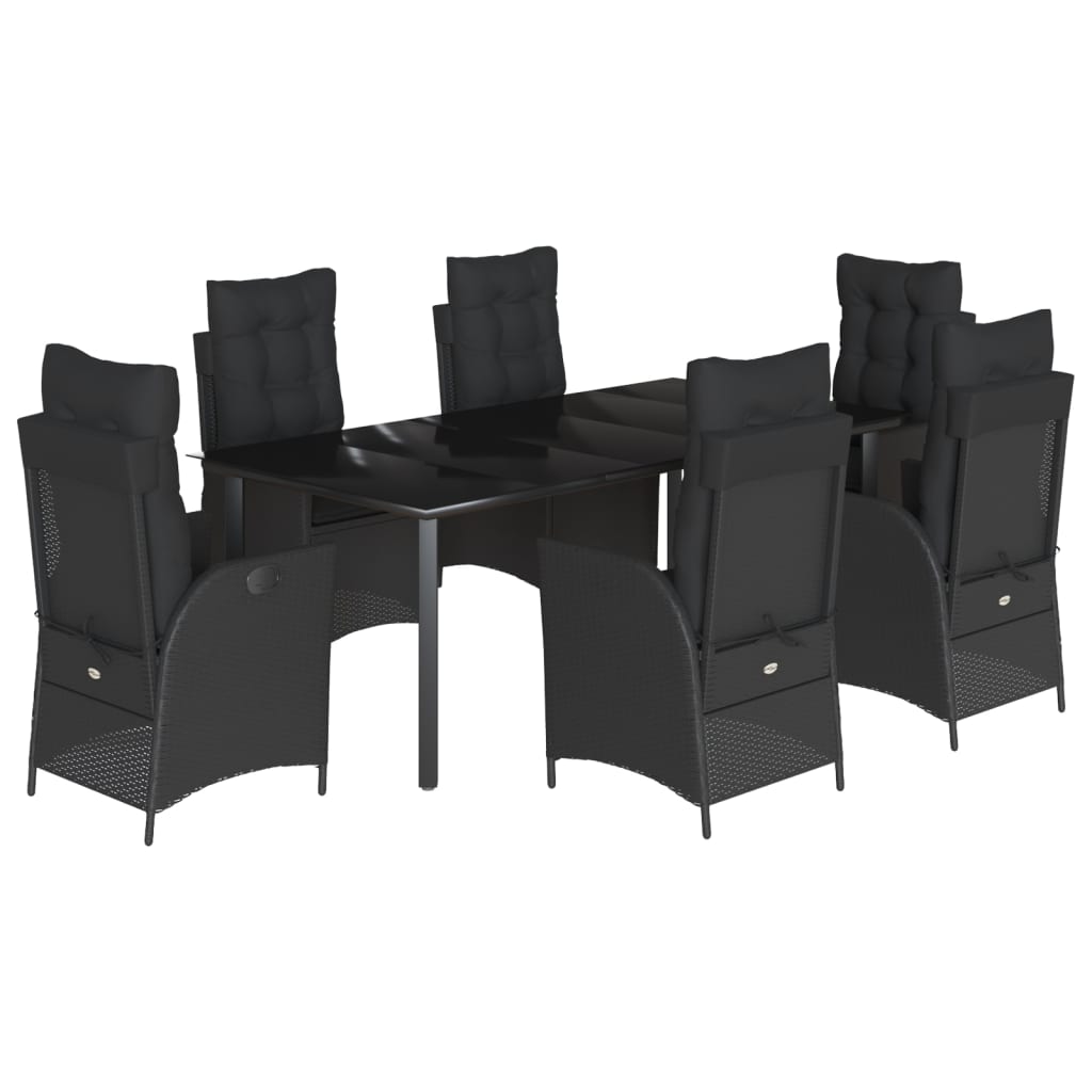 vidaXL Set mobilier de grădină cu perne, 7 piese, negru, poliratan vidaXL Set mobilier de grădină cu perne, 7 piese, negru, poliratan