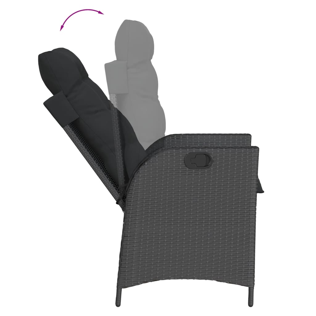 vidaXL Set mobilier de grădină cu perne, 7 piese, negru, poliratan vidaXL Set mobilier de grădină cu perne, 7 piese, negru, poliratan