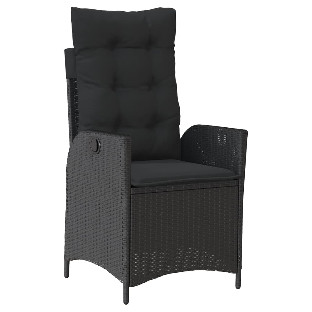 vidaXL Set mobilier de grădină cu perne, 9 piese, negru, poliratan