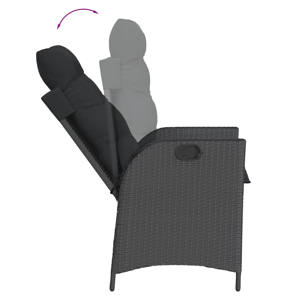 vidaXL Set mobilier de grădină cu perne, 9 piese, negru, poliratan