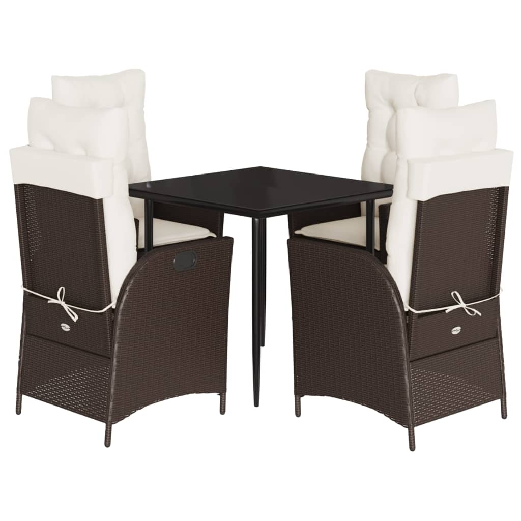 vidaXL Set mobilier de grădină, 5 piese, cu perne, maro, poliratan vidaXL Set mobilier de grădină, 5 piese, cu perne, maro, poliratan