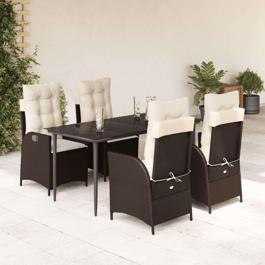 vidaXL Set mobilier de grădină, 5 piese, cu perne, maro, poliratan vidaXL Set mobilier de grădină, 5 piese, cu perne, maro, poliratan