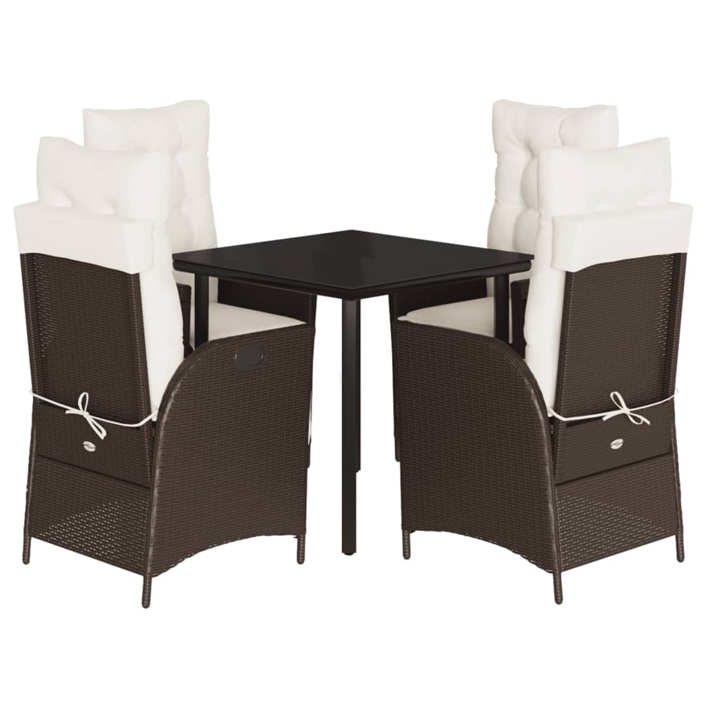 vidaXL Set mobilier de grădină, 5 piese, cu perne, maro, poliratan vidaXL Set mobilier de grădină, 5 piese, cu perne, maro, poliratan