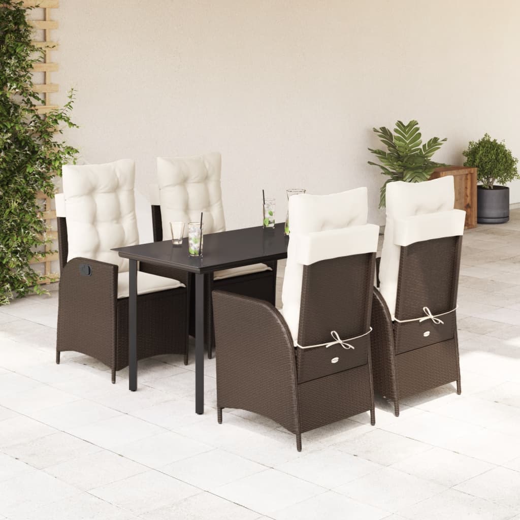 vidaXL Set mobilier de grădină, 5 piese, cu perne, maro, poliratan vidaXL Set mobilier de grădină, 5 piese, cu perne, maro, poliratan