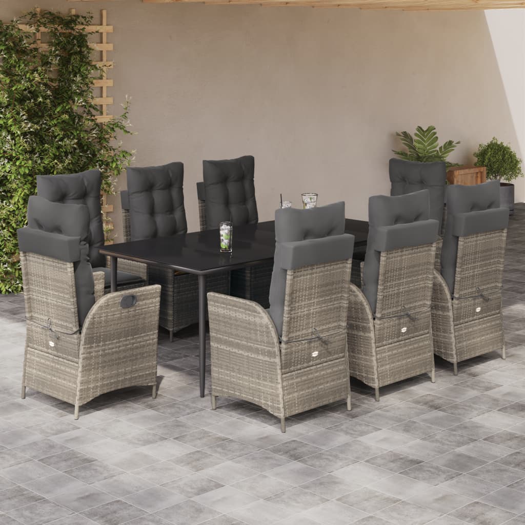 vidaXL Set mobilier grădină cu perne, 9 piese, gri deschis, poliratan vidaXL Set mobilier grădină cu perne, 9 piese, gri deschis, poliratan