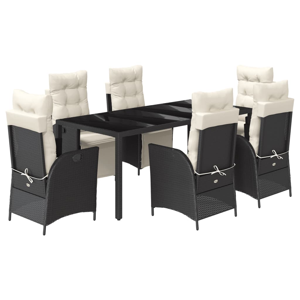 vidaXL Set mobilier de grădină cu perne, 7 piese, negru, poliratan vidaXL Set mobilier de grădină cu perne, 7 piese, negru, poliratan