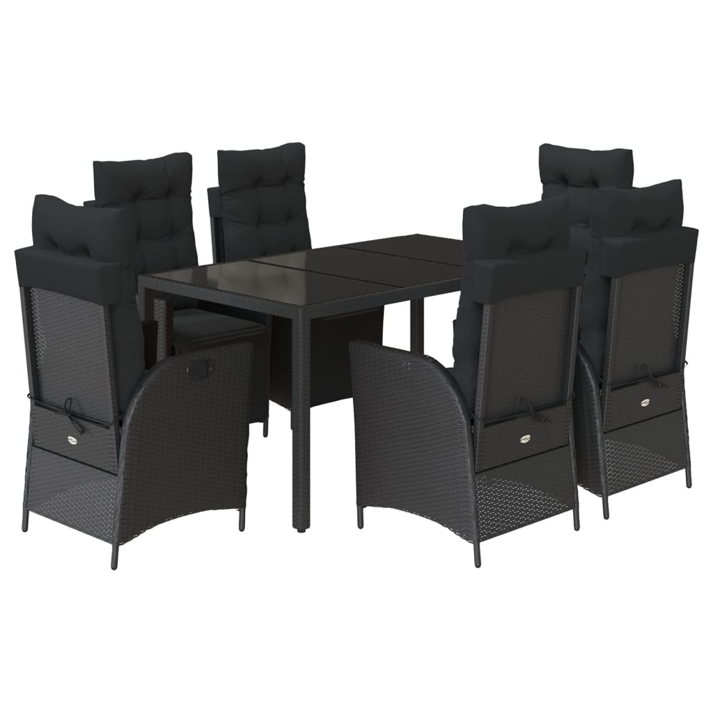 vidaXL Set mobilier de grădină cu perne, 7 piese, negru, poliratan vidaXL Set mobilier de grădină cu perne, 7 piese, negru, poliratan