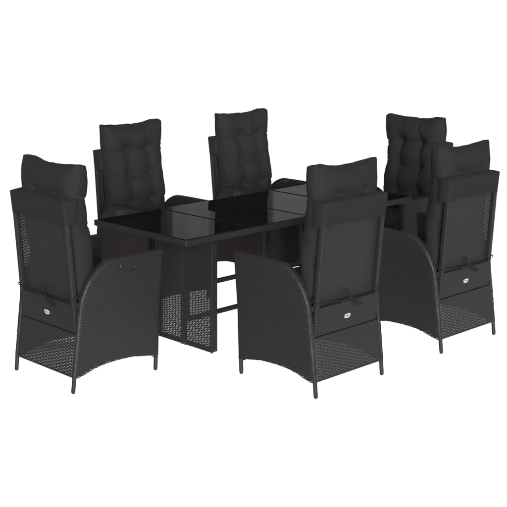 vidaXL Set mobilier de grădină cu perne, 7 piese, negru, poliratan vidaXL Set mobilier de grădină cu perne, 7 piese, negru, poliratan