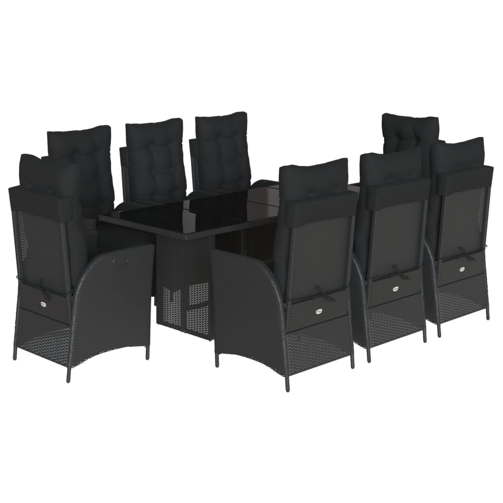 vidaXL Set mobilier de grădină cu perne, 9 piese, negru, poliratan vidaXL Set mobilier de grădină cu perne, 9 piese, negru, poliratan