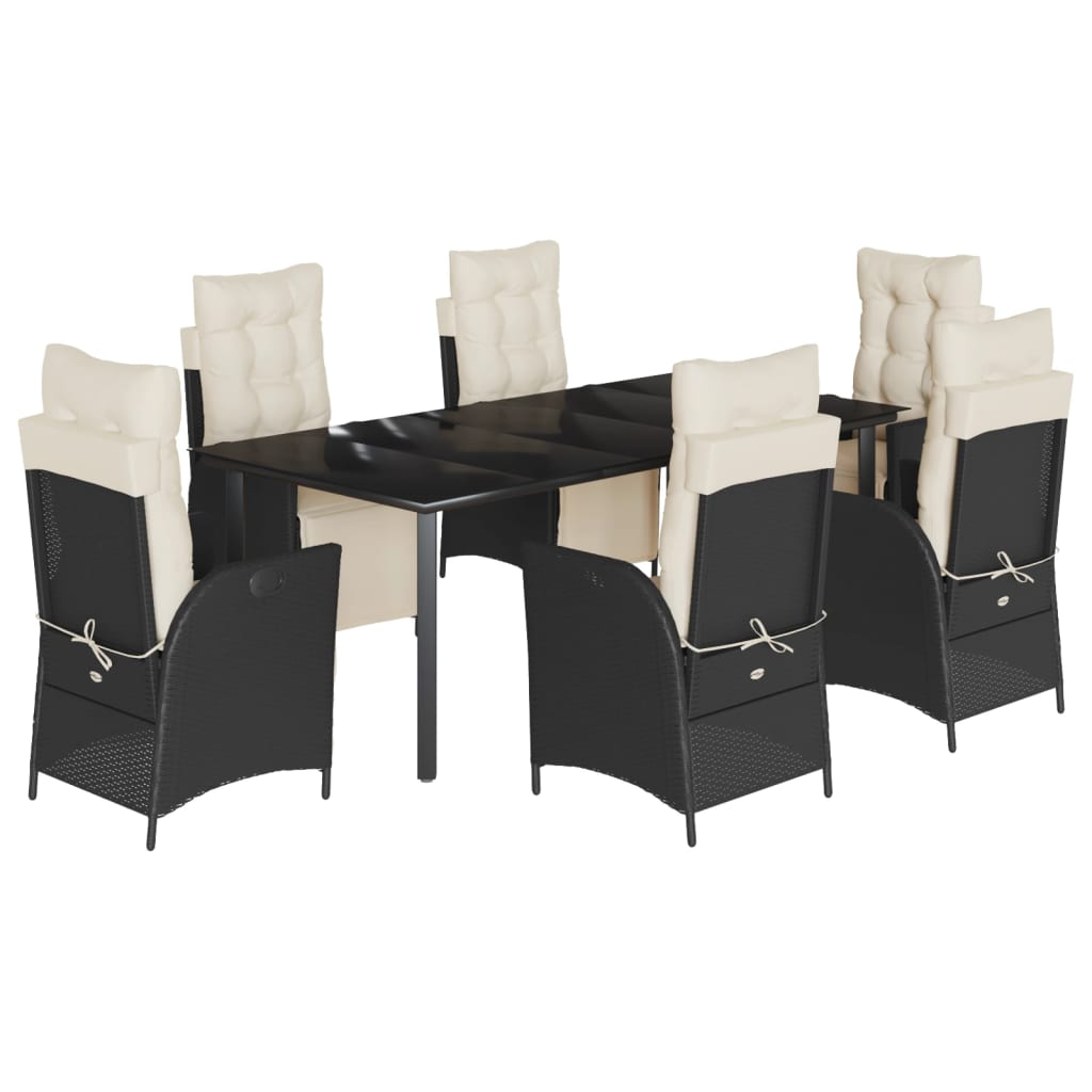 vidaXL Set mobilier de grădină cu perne, 7 piese, negru, poliratan vidaXL Set mobilier de grădină cu perne, 7 piese, negru, poliratan