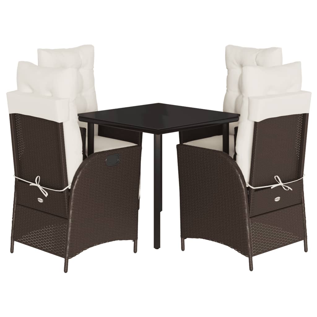 vidaXL Set mobilier de grădină, 5 piese, cu perne, maro, poliratan vidaXL Set mobilier de grădină, 5 piese, cu perne, maro, poliratan
