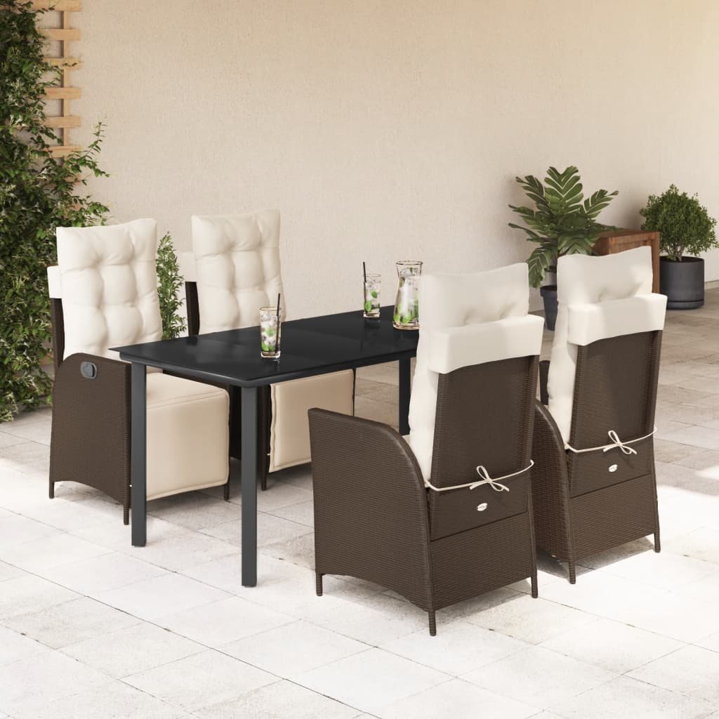 vidaXL Set mobilier de grădină, 5 piese, cu perne, maro, poliratan vidaXL Set mobilier de grădină, 5 piese, cu perne, maro, poliratan