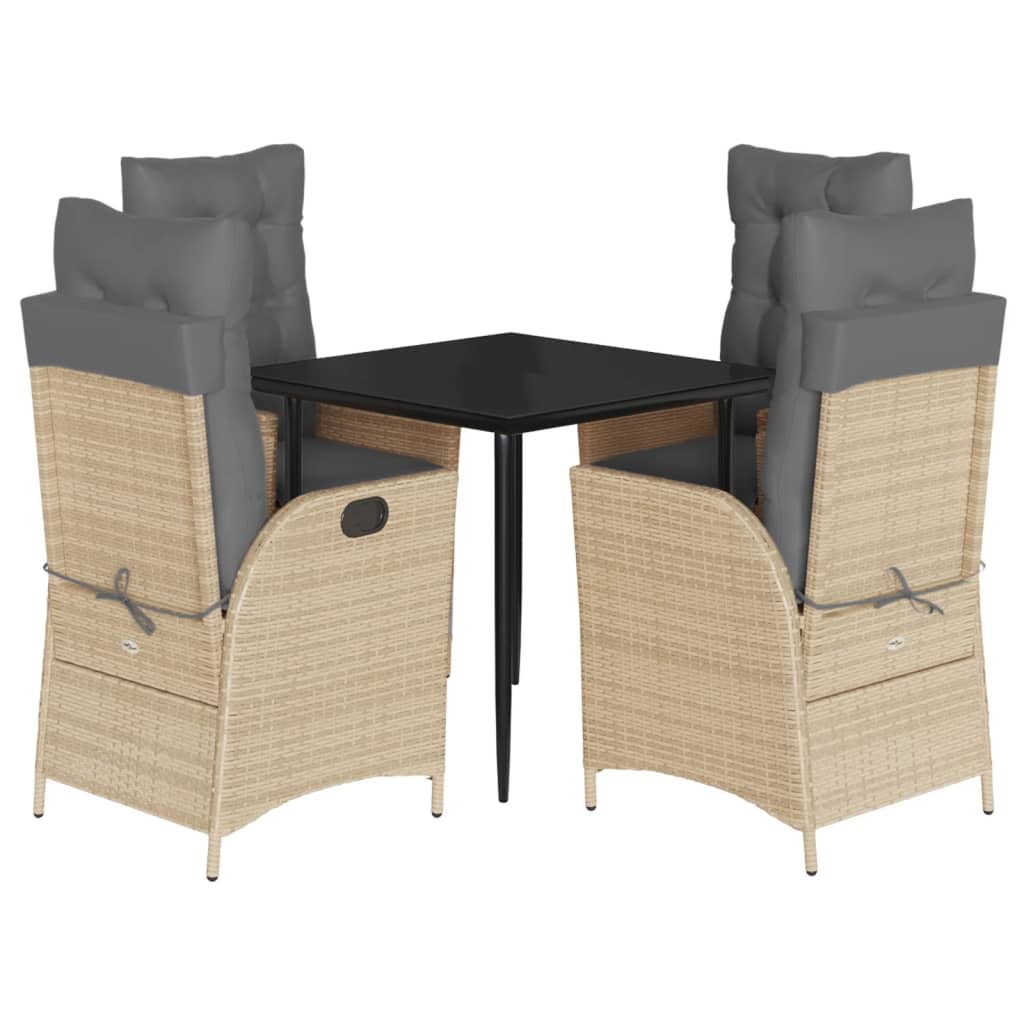 vidaXL Set mobilier pentru grădină, 5 piese, cu perne, bej, poliratan vidaXL Set mobilier pentru grădină, 5 piese, cu perne, bej, poliratan