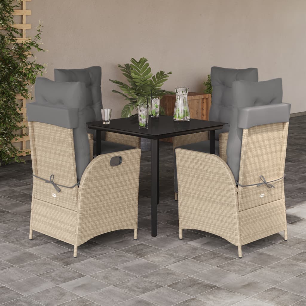 vidaXL Set mobilier pentru grădină, 5 piese, cu perne, bej, poliratan vidaXL Set mobilier pentru grădină, 5 piese, cu perne, bej, poliratan