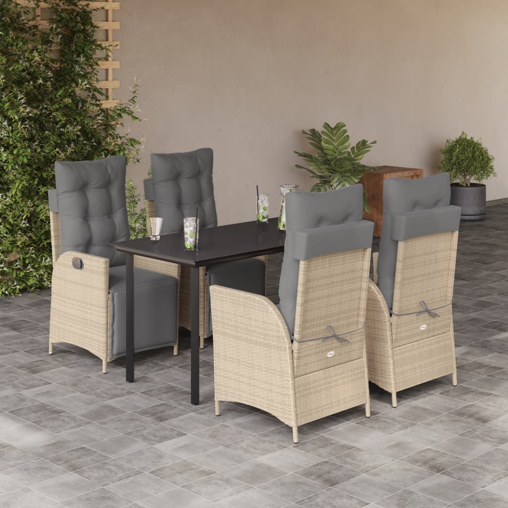 vidaXL Set mobilier pentru grădină, 5 piese, cu perne, bej, poliratan vidaXL Set mobilier pentru grădină, 5 piese, cu perne, bej, poliratan