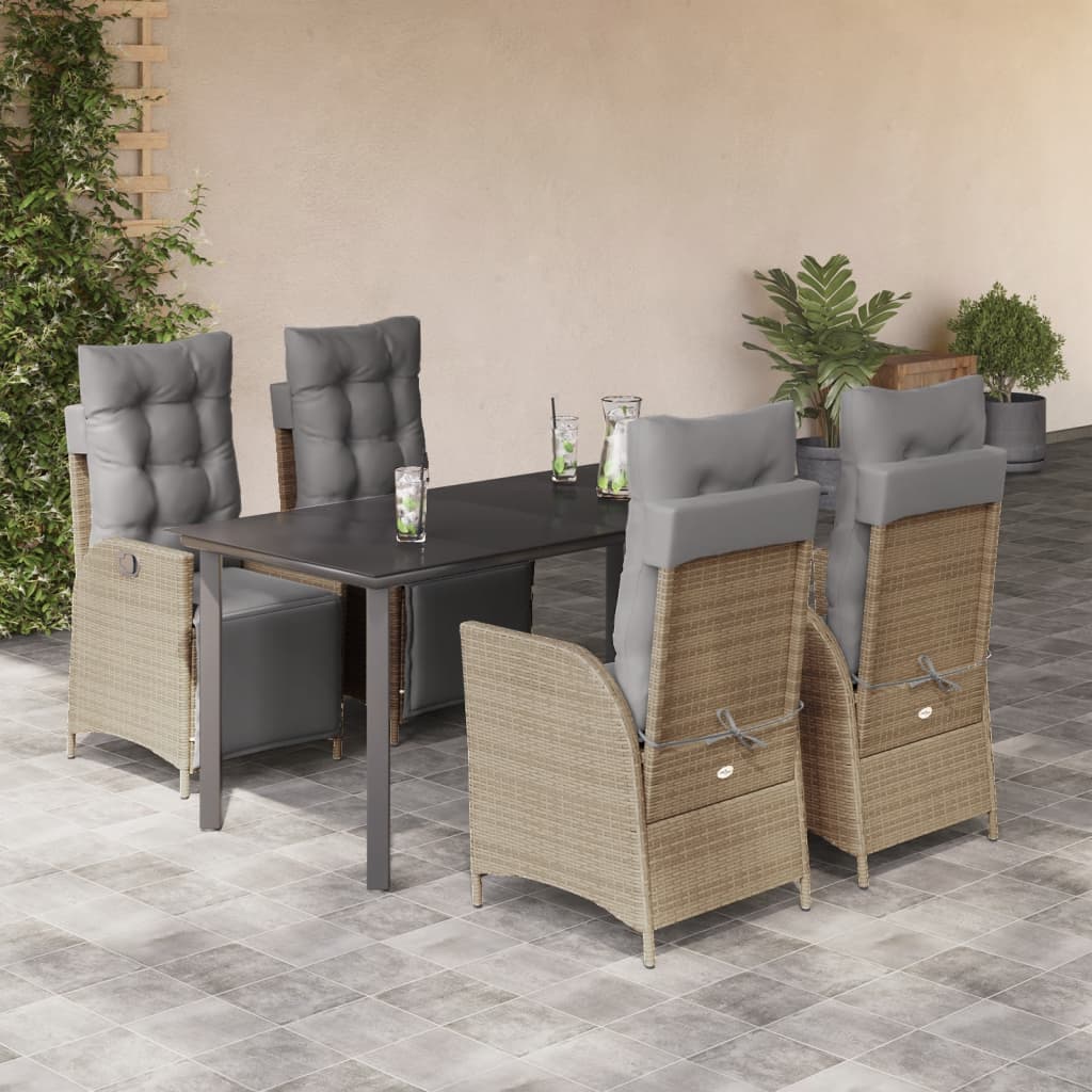 vidaXL Set mobilier pentru grădină, 5 piese, cu perne, bej, poliratan vidaXL Set mobilier pentru grădină, 5 piese, cu perne, bej, poliratan